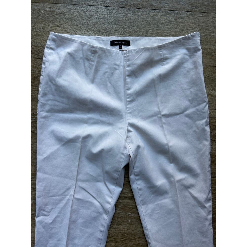 Lafayette 148 New York White Bleecker Cropped Pant Stretch Cotton SideZip luxury - Picture 6 of 16